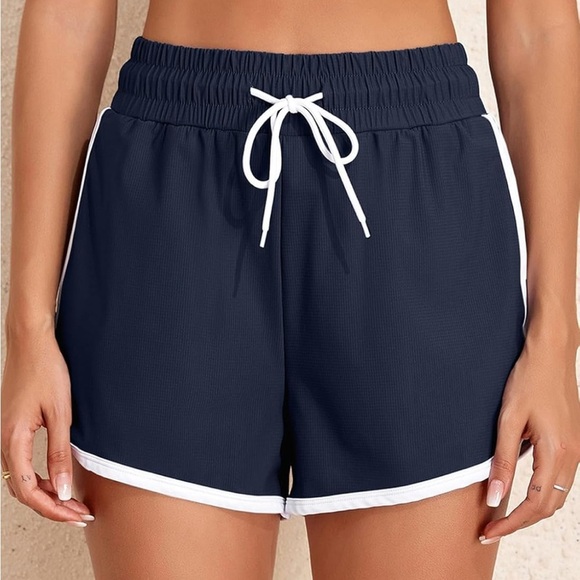 Women's Navy Blue Athletic Shorts (055) - Picture 4 of 5